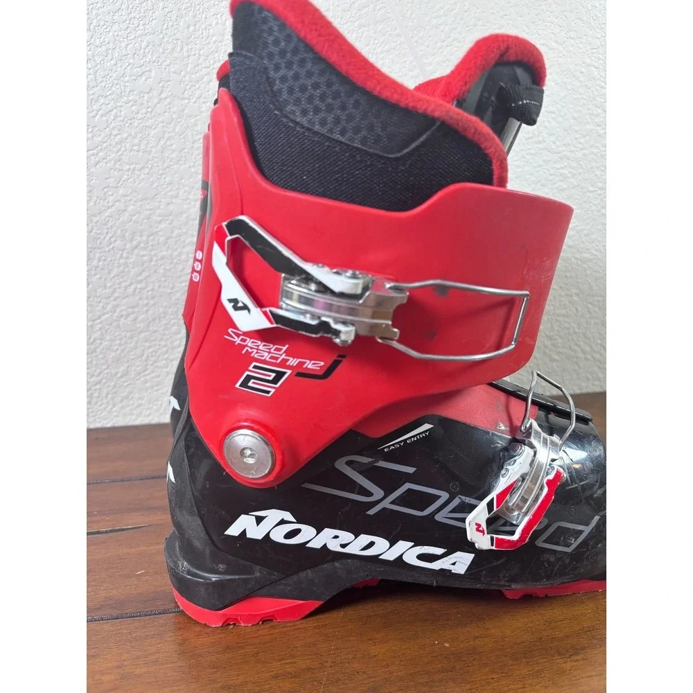 Nordica Speedmachine J2 Ski Boots Youth 23.5 Red Black Adjustable Flex Junior